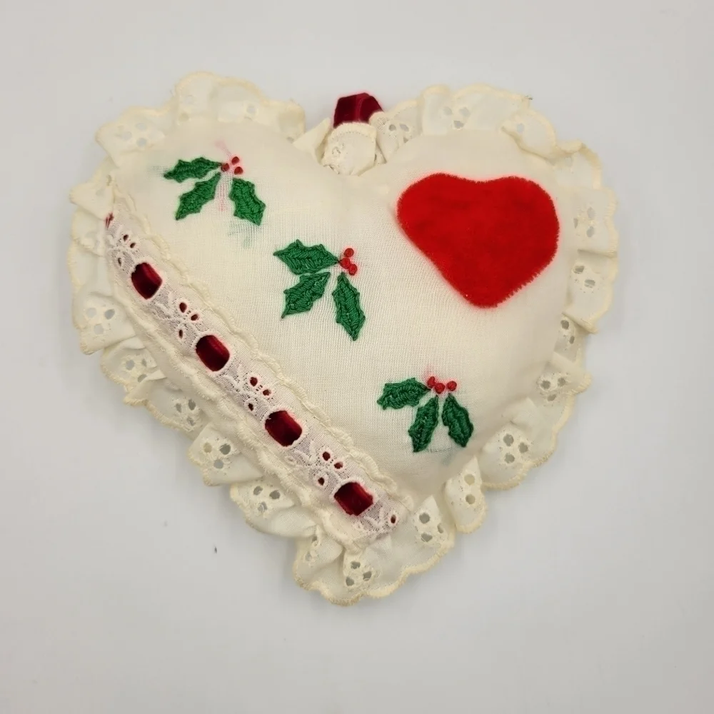 Christmas Handmade Cloth Heart Ornament Vintage